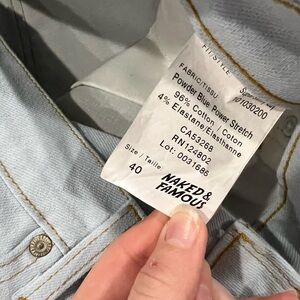 Naked and Famous Super Guy Powder Blue Power Stretch Men’s Jeans Size 40